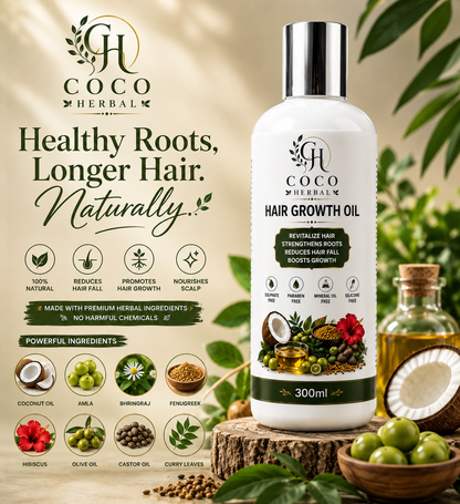 Coco Herbal Hair Growth Oil | 100% Natural Hair Fall Control Oil | 300ml